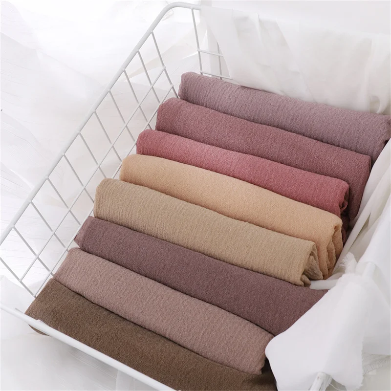 18 Colors Plain Soft Beathable Thin Polyester Hijabs Women Long Muslim Shawl Scarf Turban Head Wraps Lady Abaya Islamic 170*70Cm