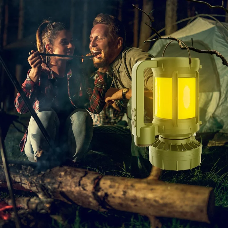 

B08B-Compact Solar Camping Lantern With Cooling Fan And LED Flashlight For Outdoor Hiking And Camping