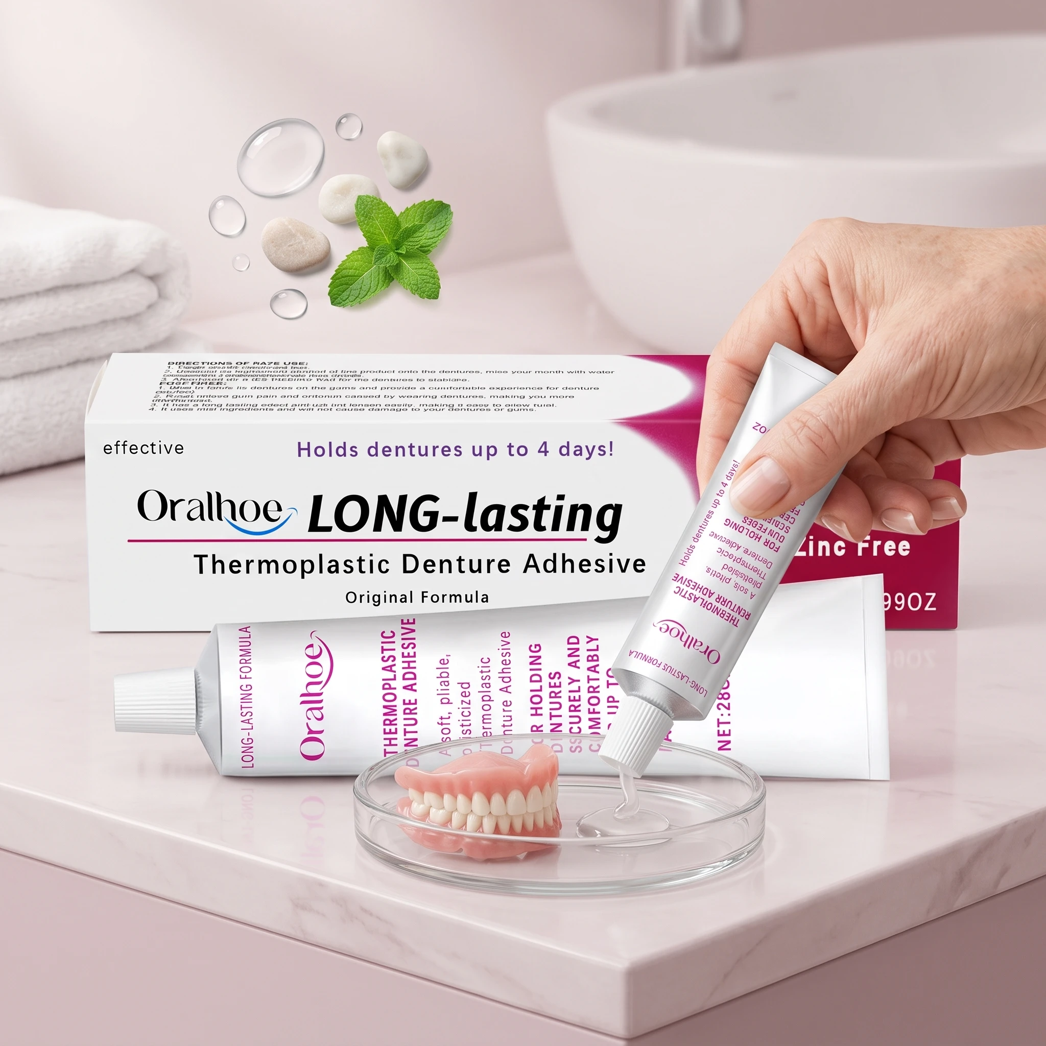 Thermoplastic Denture Adhesive Prevent Fake Tooth Loosen Wear Improve Comfort Enhance Stability Reusable Denture Care Solid Glue
