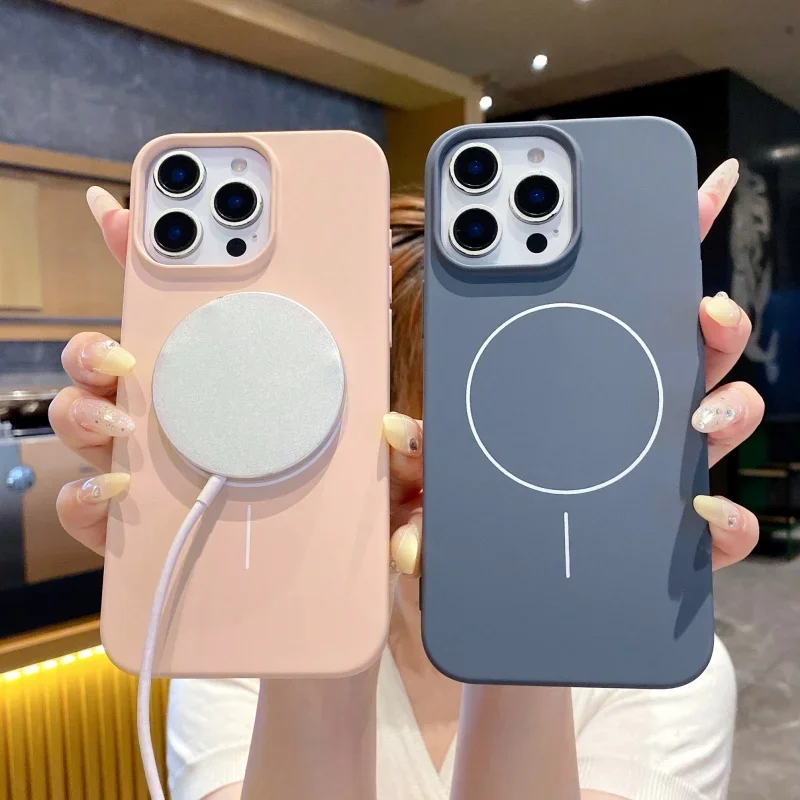 iPhone Air 17 15 14 13 12 11 16 Pro Max Plus 16E用 マグネット式シリコン保護ケース Magsafe対応 ワイヤレス充電対応カバー