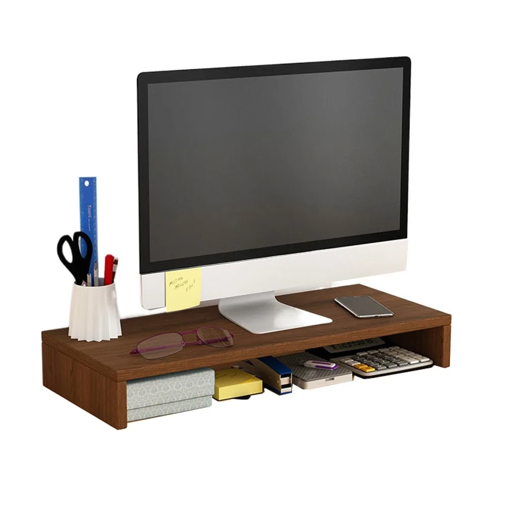 Stable Base Wood Desktop Computer Stand Easy Assemble Eyesight Protection Elevated Computer Holder Comfortable Viewing Height
