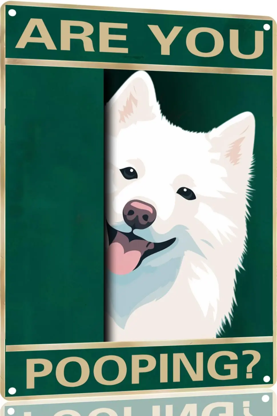 Samoyed Vintage Metal Tin Sign Are You Pooping Sign Bathroom Funny Art Poster Decoration Toilet Cave Bar Home Bathroom Wall Deco