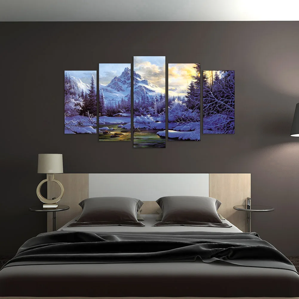 

5pcs 5D DIY Full Drill Diamond Painting Snow Mountain Embroidery Kit Wall Decor