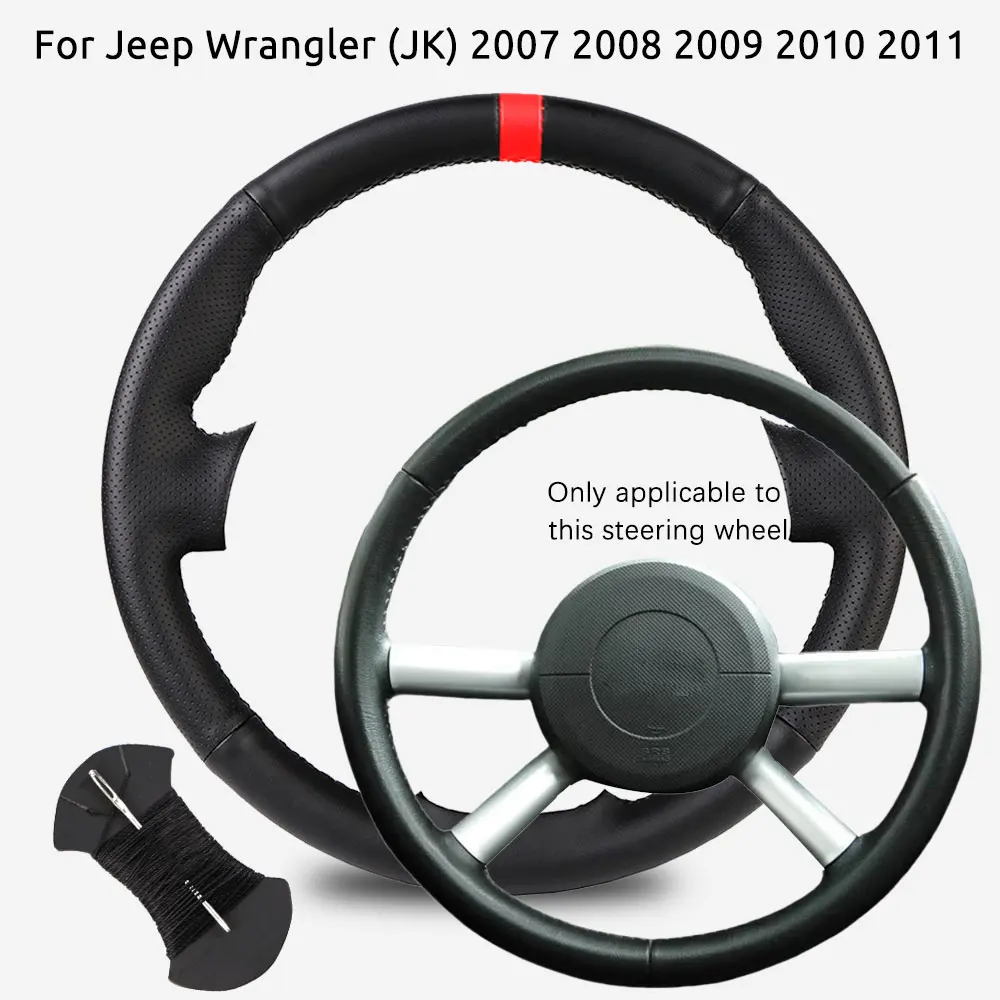 

Scratch-Resistant DIY Car Steering Wheel Cover Microfiber Leather For Jeep Wrangler (JK) 2007 2008 2009 2010 2011
