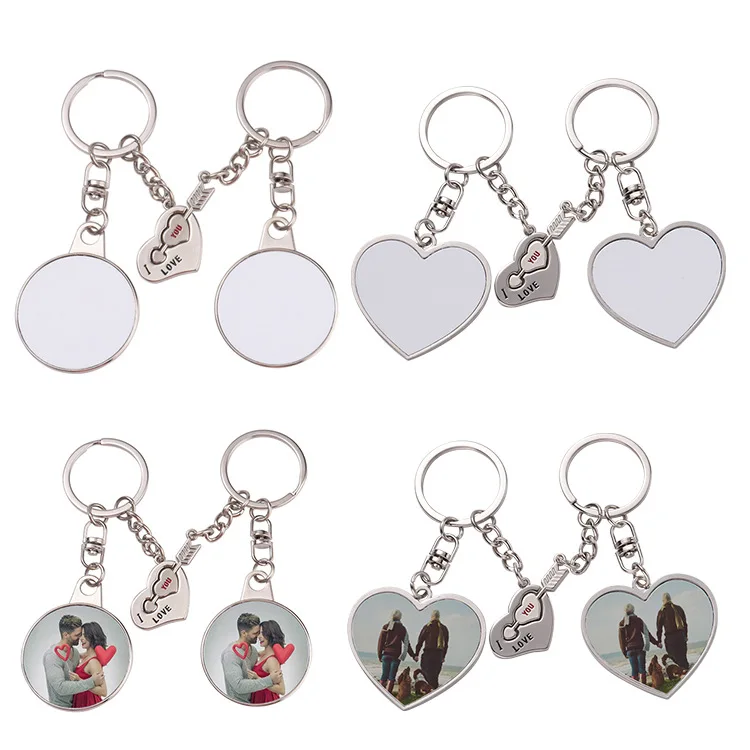 NEW!! 10pairs/Lot Blank Creative Couple's Keychain for Sublimation INk Transfer Printing Heat Press DIY Print