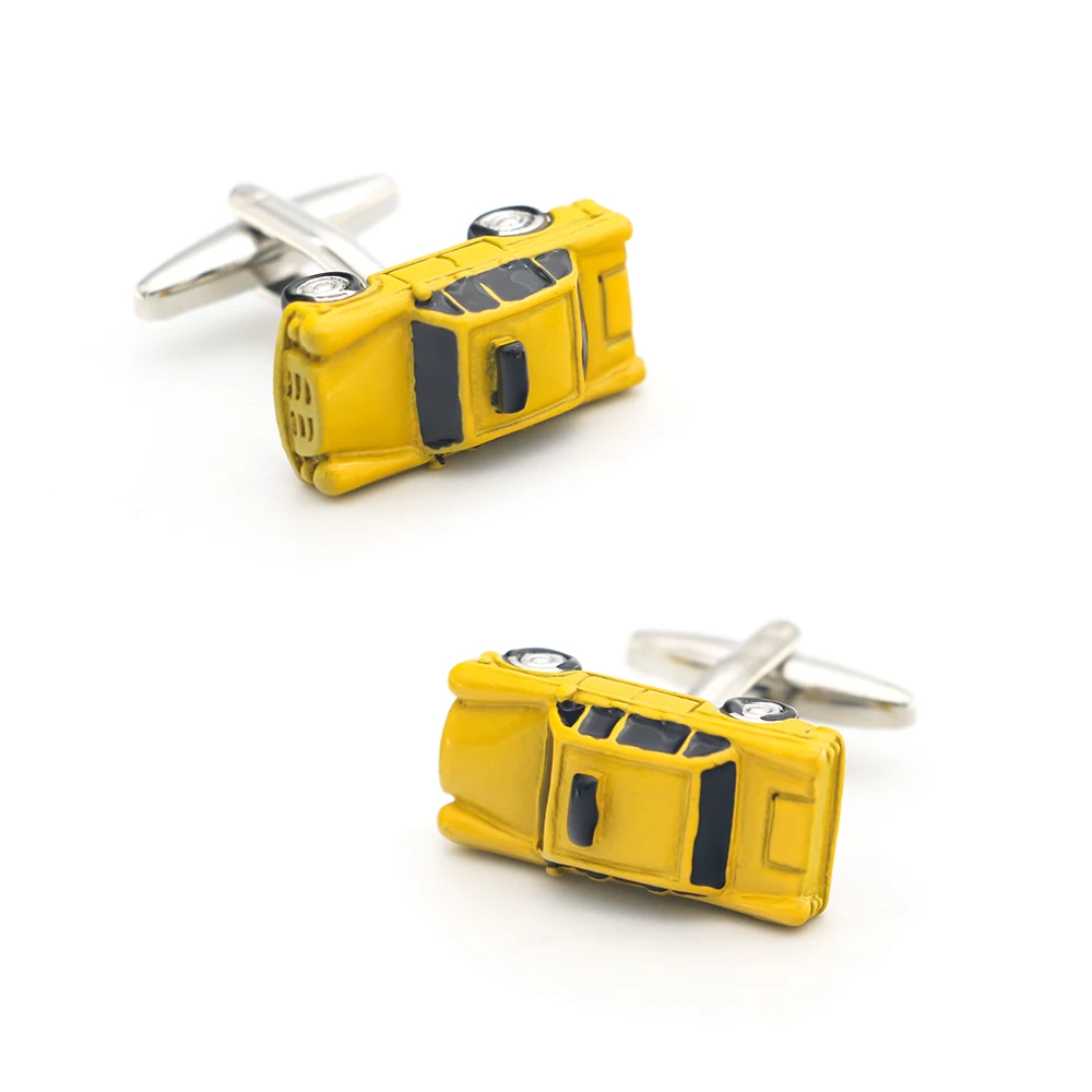 iGame Men's Fashion Cuff Links Yellow Color Taxi Design Quality Brass Material Car Cufflinks Wholesale & Retail