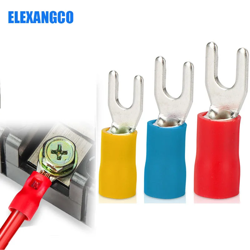 50Pcs SV3.5-4 5 6  Series Insulated Fork Spade U-Type Wire Connector Electrical Crimp Terminal For 14-12AWG 2.5-4mm Cable