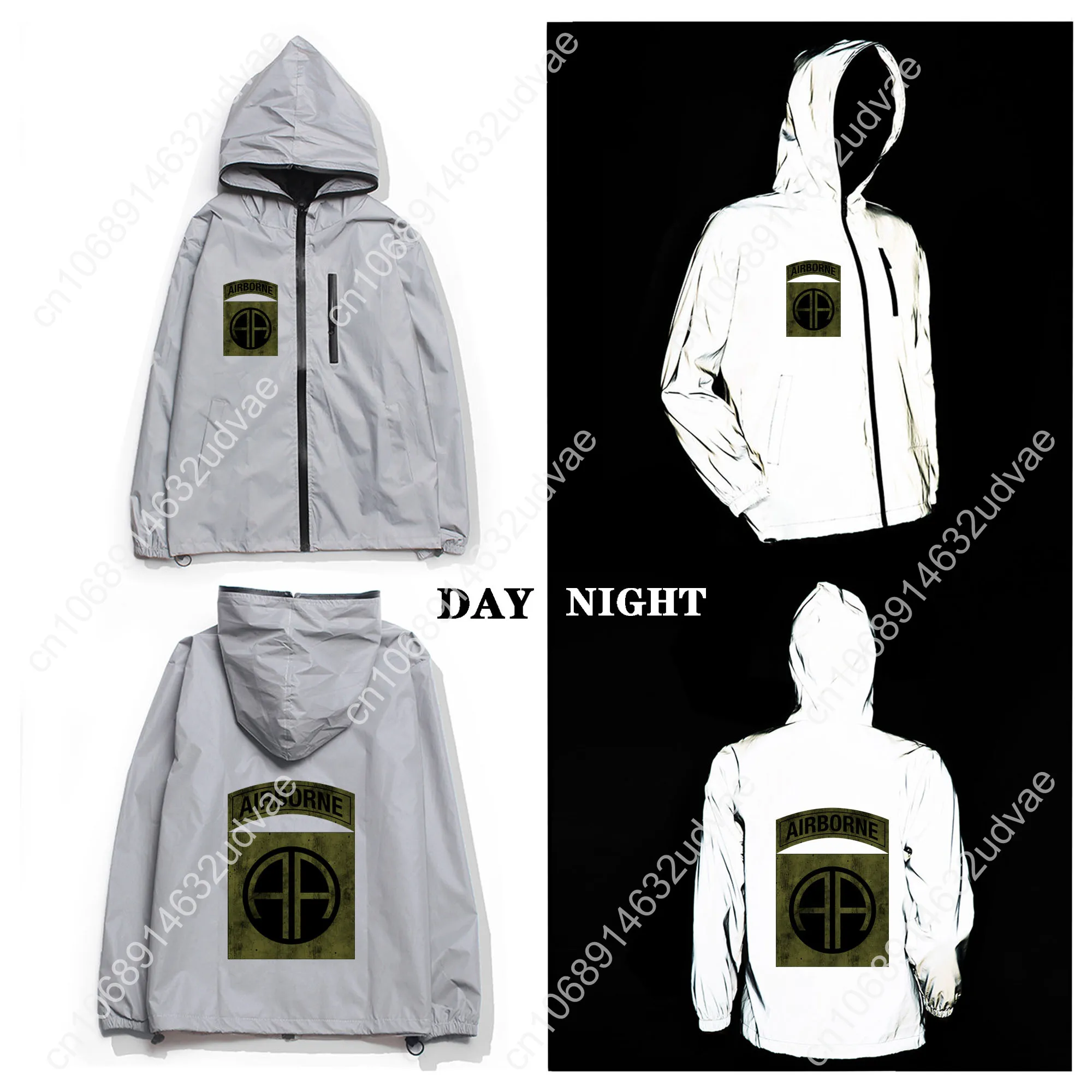 82nd Airborne Division OCP Reflective Jacket Mens Womens Coat Hooded Windbreaker Runing Pocket Jackets Zipper Customized Hoodie