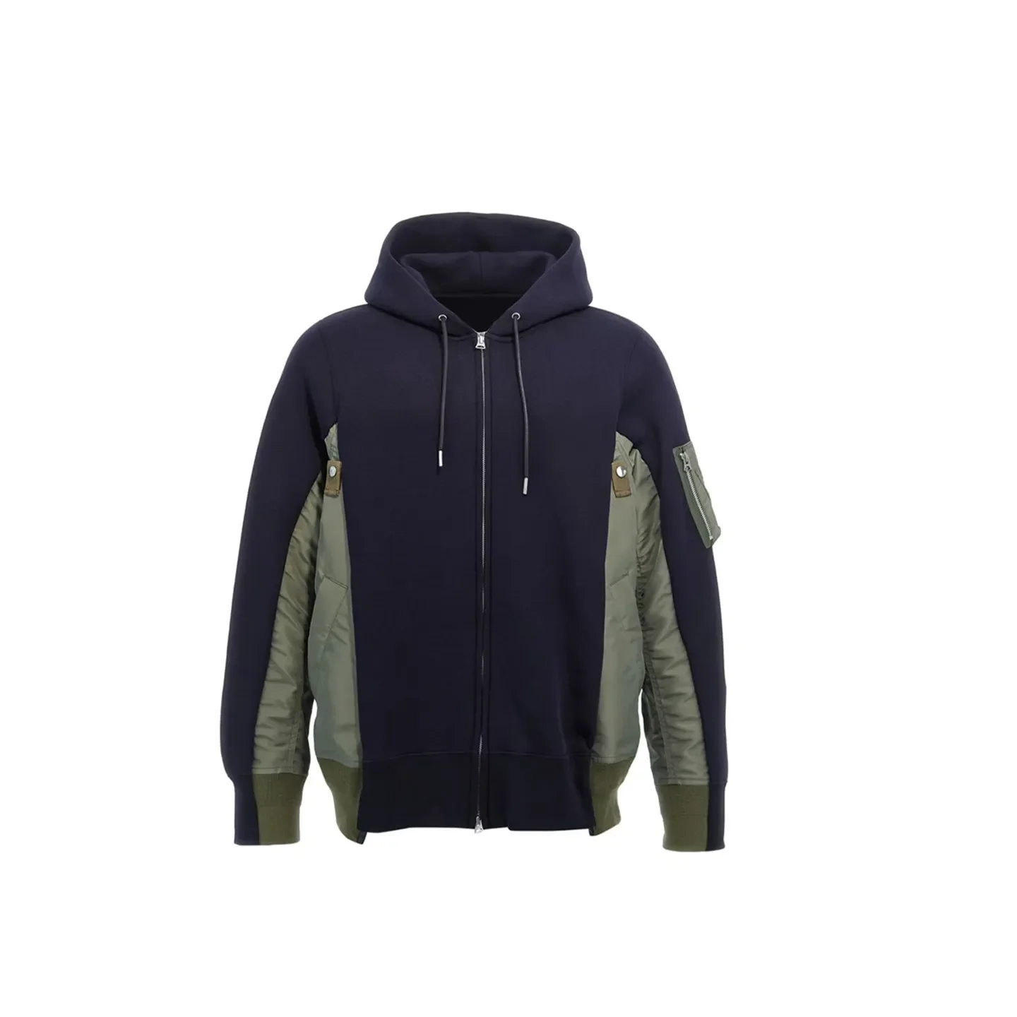 Splicing Contrast Color Design Loose Hooded Cardigan
