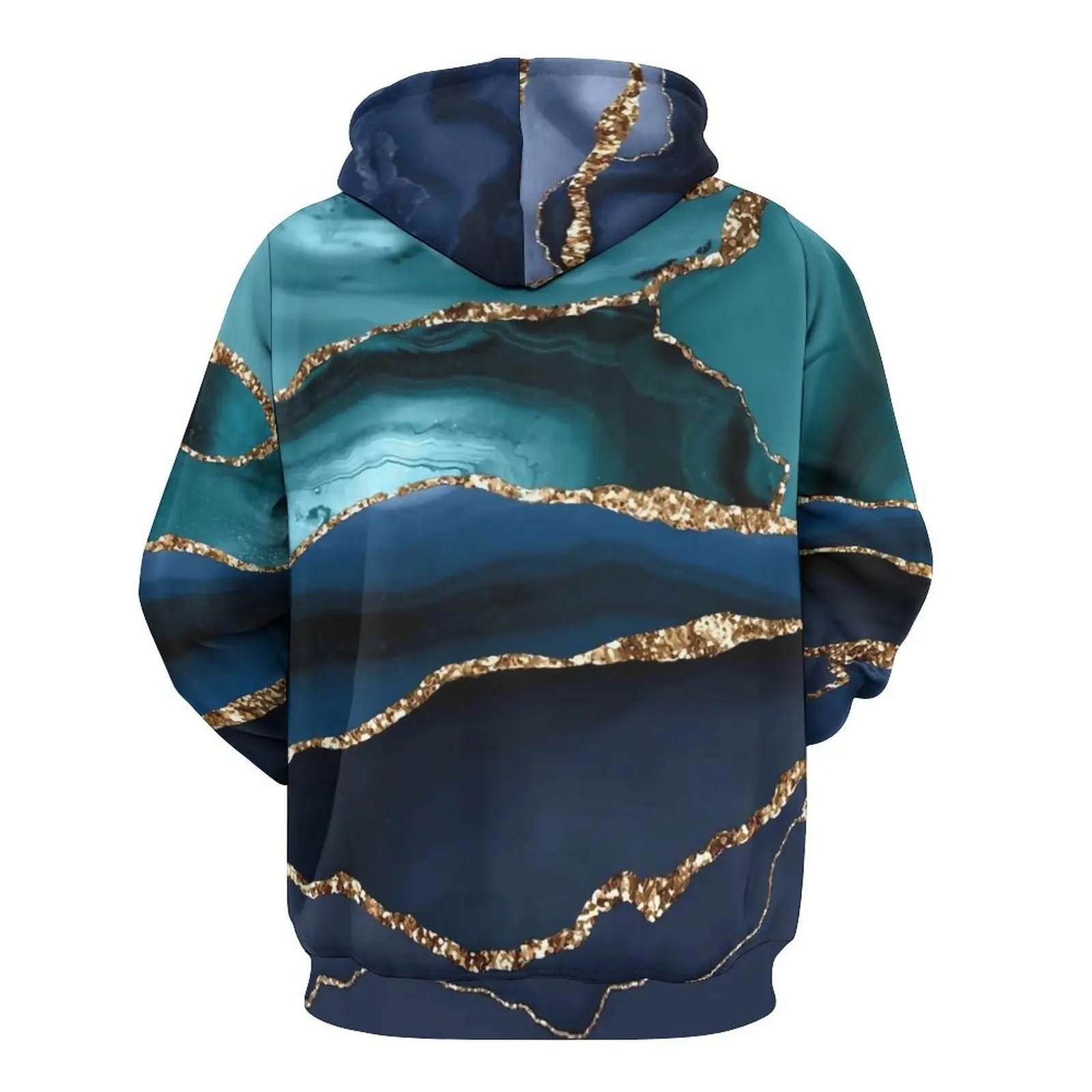 Sudaderas con capucha informales de mármol azul, manga larga, Sudadera con capucha líquida abstracta, elegante Sudadera con capucha, ropa de gran tamaño con gráfico clásico, otoño