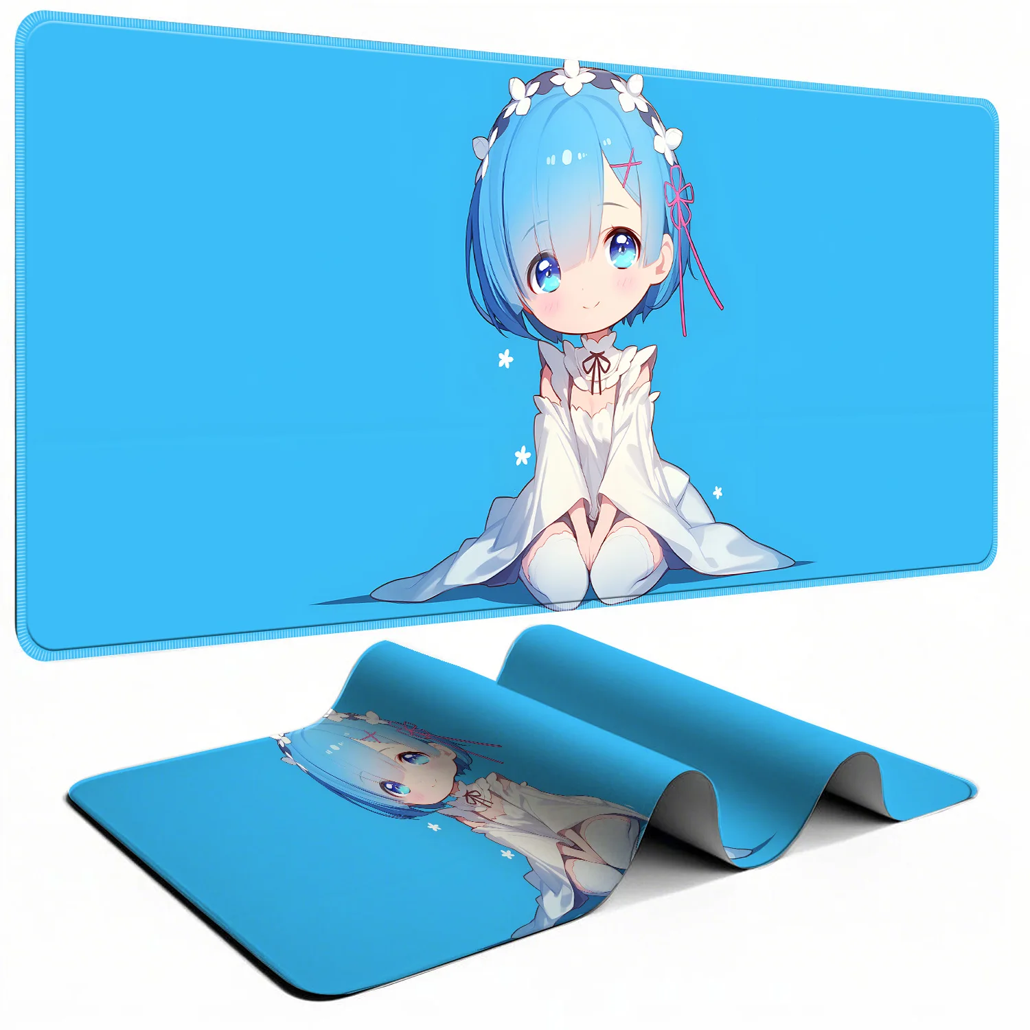 Cute R-Re Zero Rem Mouse Pad Non-slip XXL Locking Edge DeskMat PC Laptop Accessories Rubber Office Keyboard Large Game Carpet