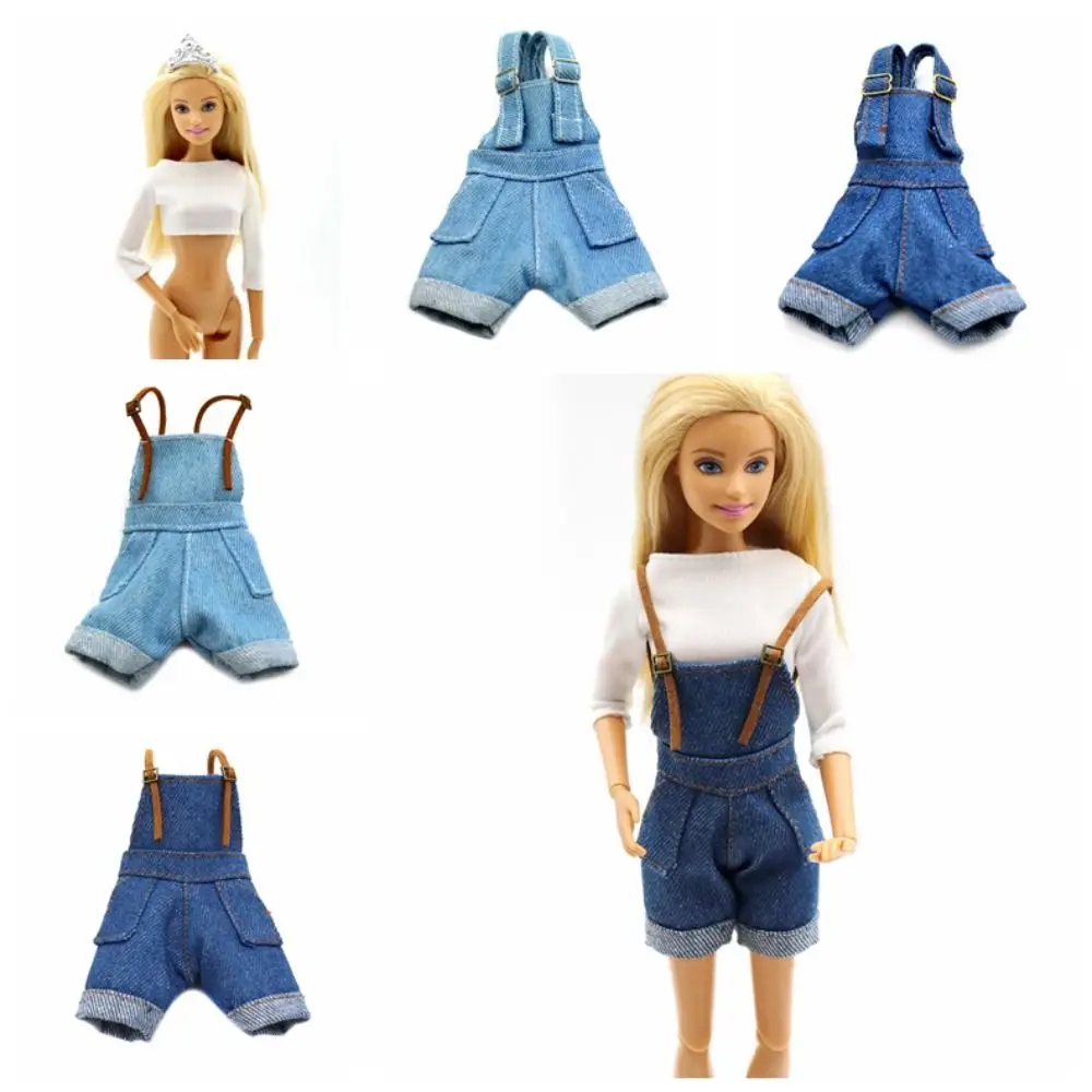 Personalidades Denim Jeans muñeca tirantes pantalones traje Crop Top tela 29cm muñeca usable vaquero niños