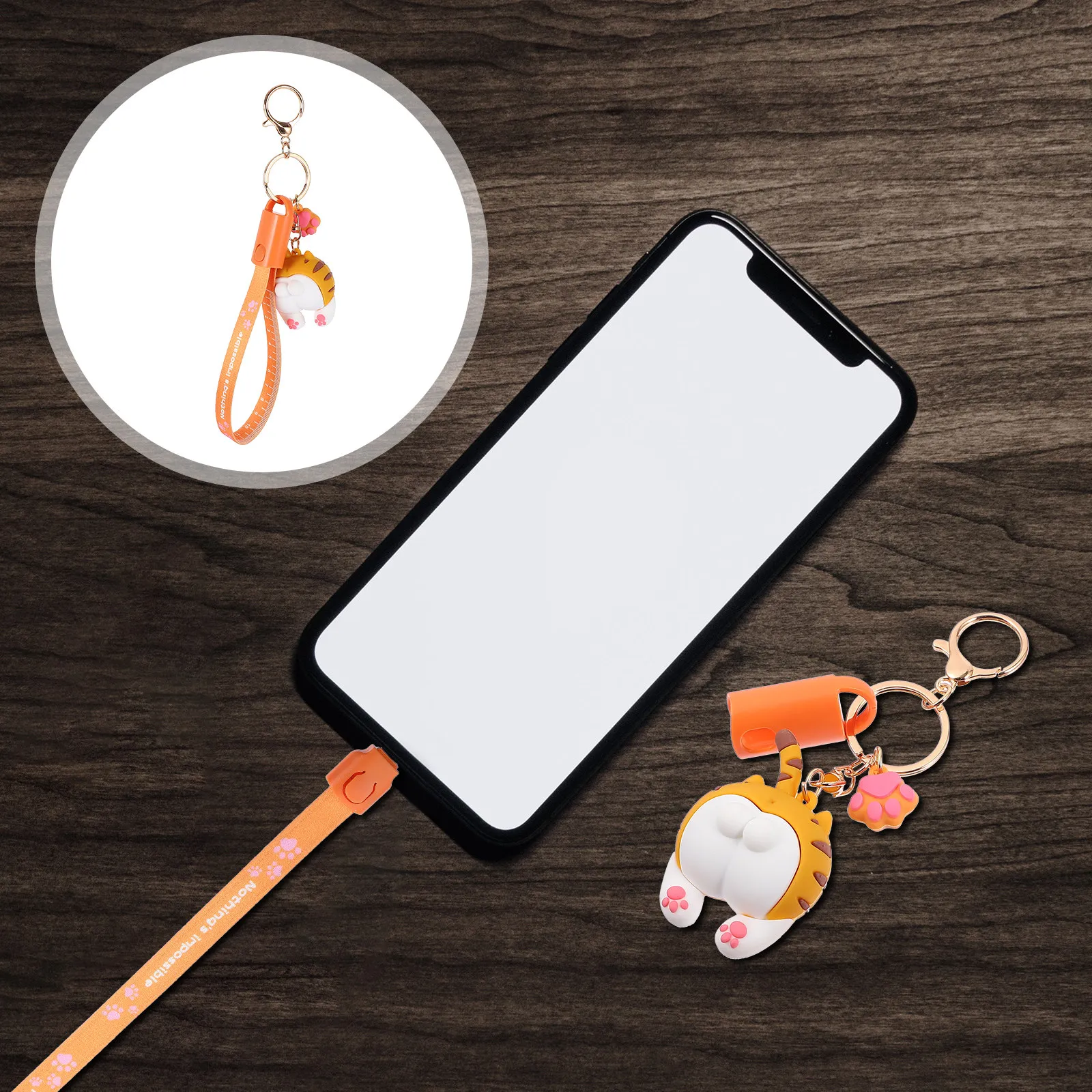 Charging Cords Cell Phone Data Line Lanyard Bracelet Cable Lanyards Cute ABS Keychain