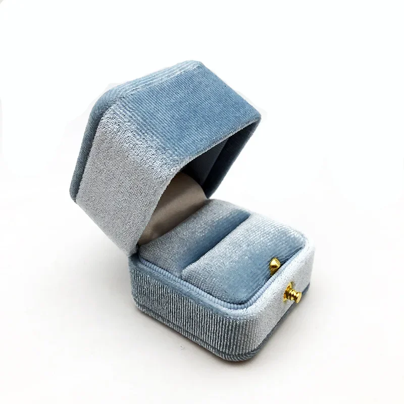 Velvet Ring Box High-grade Button Round Corner Diamond Ring Box Wedding Ring Jewelry Gift Box Organizador De Joyas