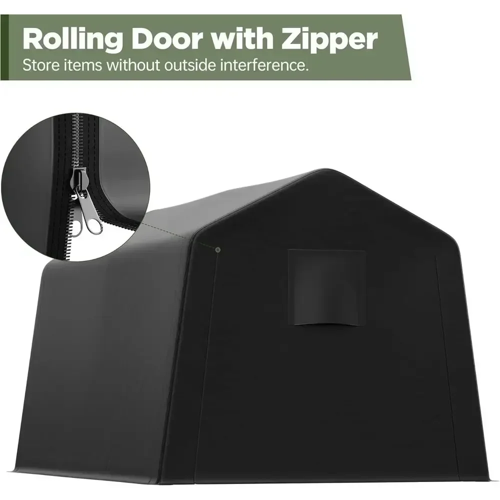 6x8 Outdoor Shelter Shed with 2 Zippered Doors, Windows, Waterproof & UV Protection