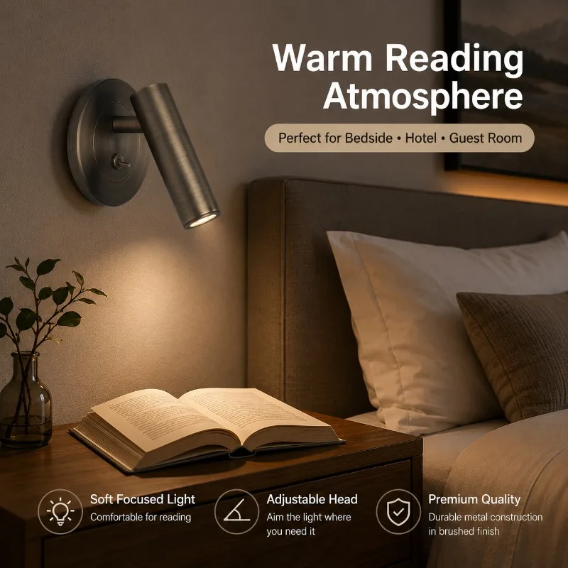 Modern Industrial Bronze Adjustable Wall Sconce 350 Rotatable LED Reading Bedside Lamp Bedroom Corridor Hotel Wall LightFixture