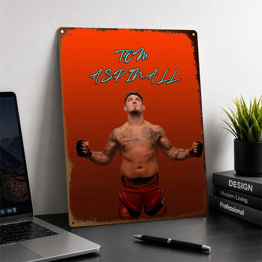 Tom Aspinall MMA Fighter Portrait Textured Poster Personalized Aluminum Metal Sign Arena Hero Tribute Wall Art Clubhouse Decor