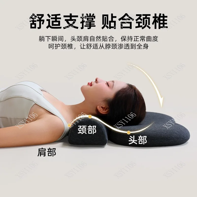 Portable Cervical Correction Pillow Anti Arch Neck Rest PU Memory Foam Pillow with Pure Cotton Cover