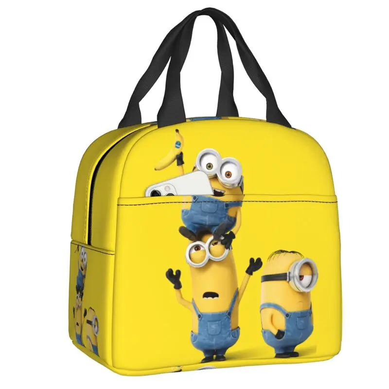 Custom Minion Cartoon Banana Thermal Insulated Lunch Bag Women Resuable Lunch Container for Work School Travel Storage Food Box