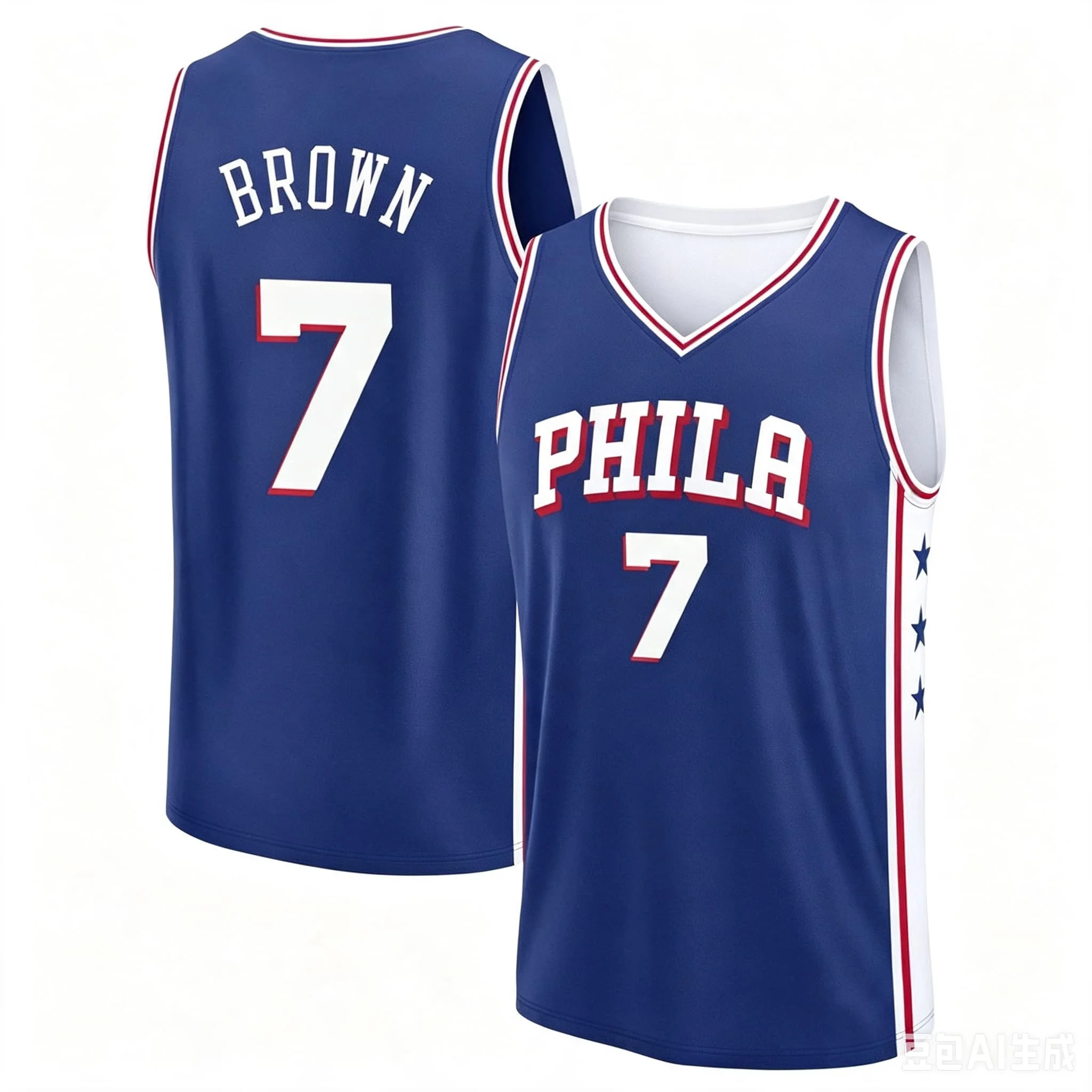 23 Basketballtrikot Philadelphia Ärmelloses Tanktop Schnelltrocknend Sport Streetwear Fan-Trainingsweste Weiß Blau Familien-Set – Detail 6