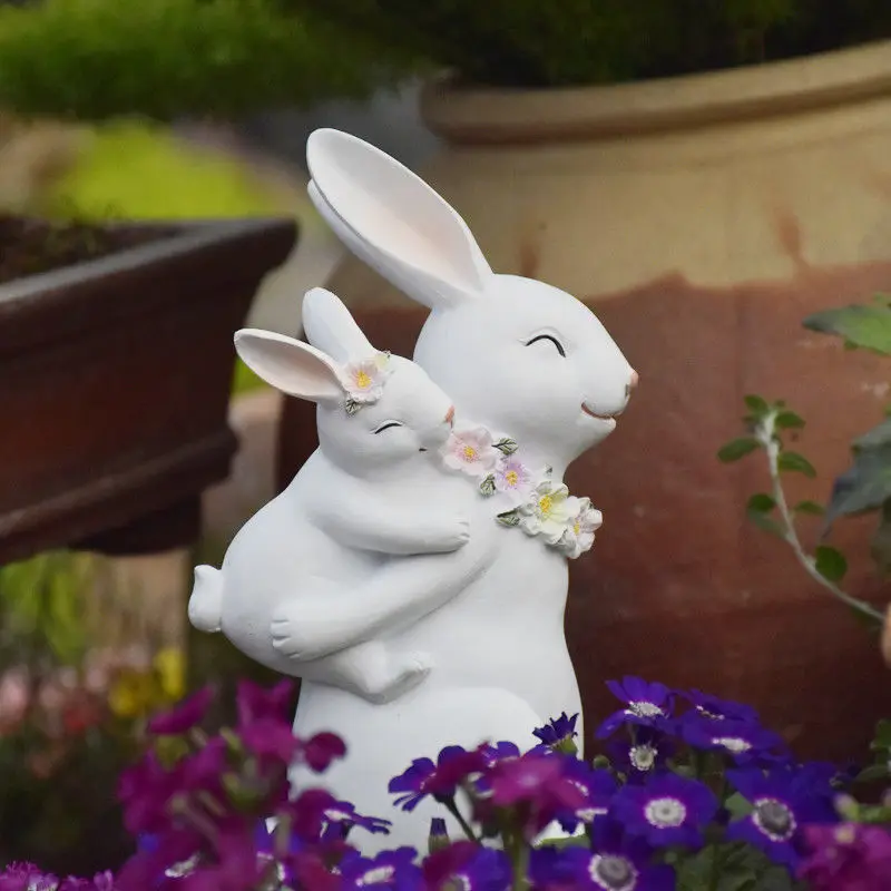 

Pastoral Creative Rabbit Resin Adornment Landscape Garden Lawn Sculpture Crafts Outdoor Courtyard Balcony Figurines Decoration