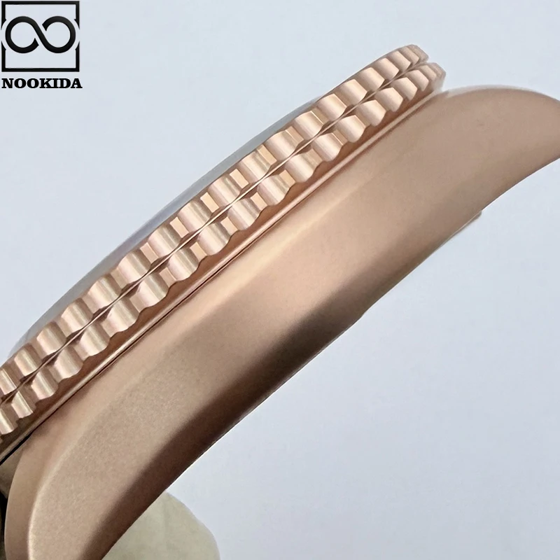 NOOKIDA 41.5mm PVD RoseGold Brushed Watch Case Mineral Glass Bezel 3.8 o'clock Crown Fit NH35/36/4R Movement Watch Accessories