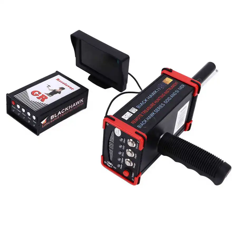 Red Colour Black Hawk II  Large LCD Screen 3D  Long Range Treasure Gold Silver Copper Precious Metals Detector Finder