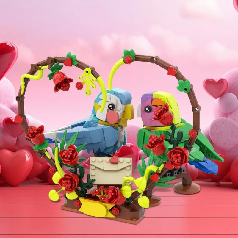 MOC Valentine's Day Love Birds Building Block Love Birds Bricks DIY Creative Romantic Desktop Decoration Couple Gifts ﻿Toy