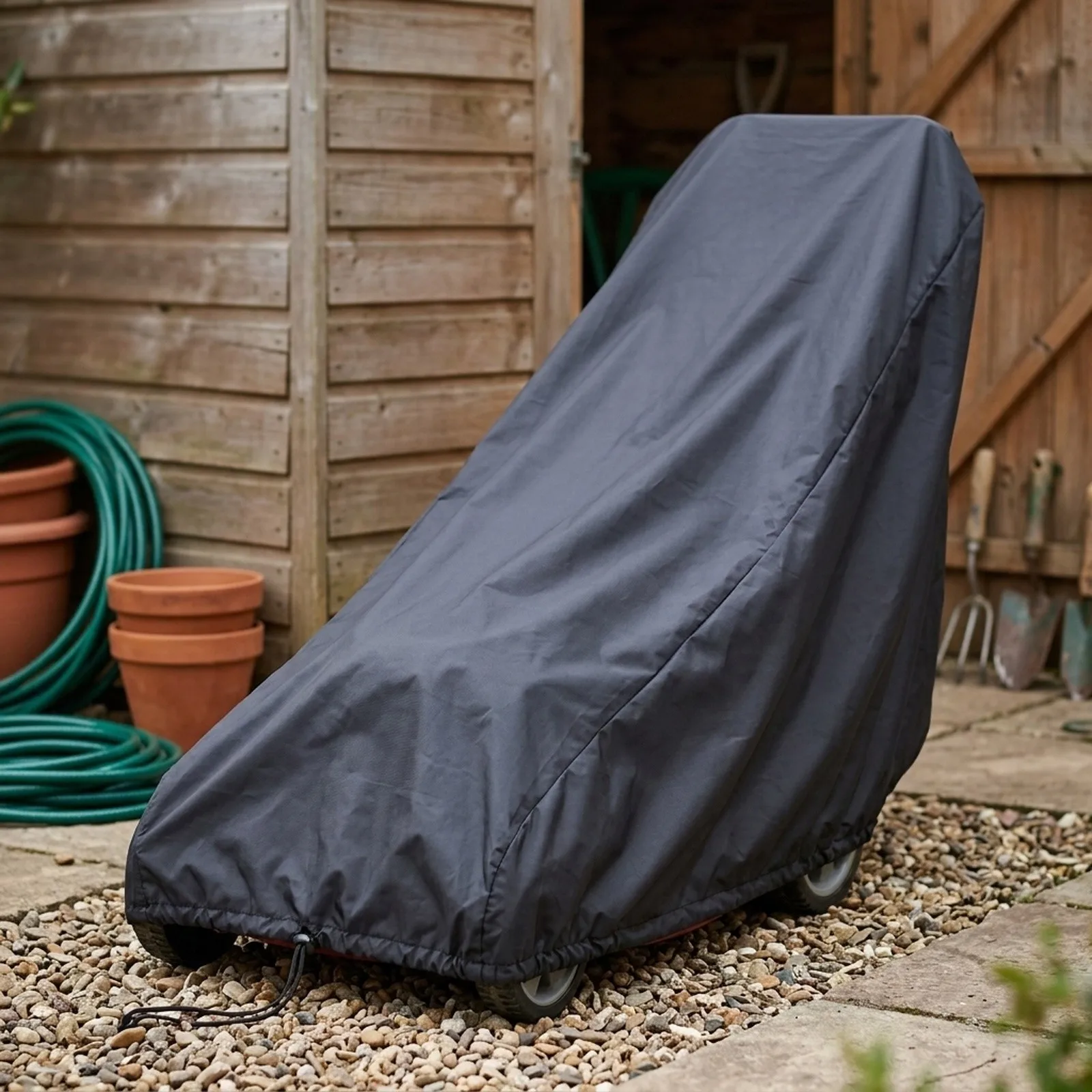 Oxford Cloth Cover for Lawn Mowers Designed to Fit Push Models with Drawstring to Prevent Blow-Off in Windy Environments