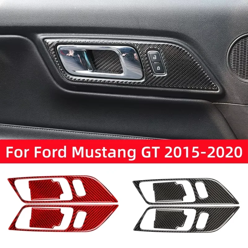

For Ford Mustang GT 2015-2021 Accessories Carbon Fiber Styling Interior Car Door Handle Frame Decoration Stickers Trim Cover