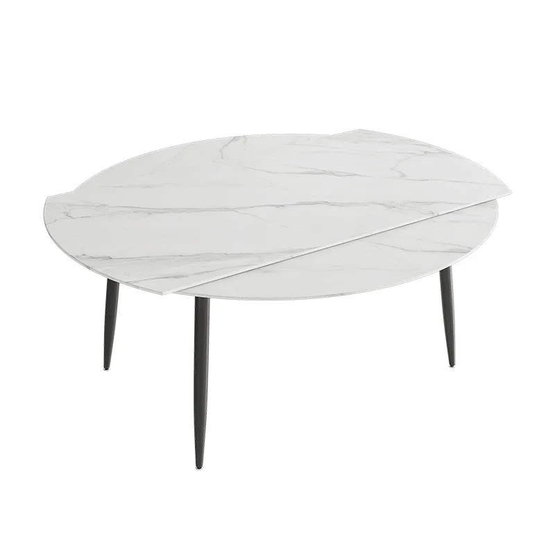 

Nordic rock slab round table light luxury small apartment modern simple folding dual-purpose variable dining table and chairs