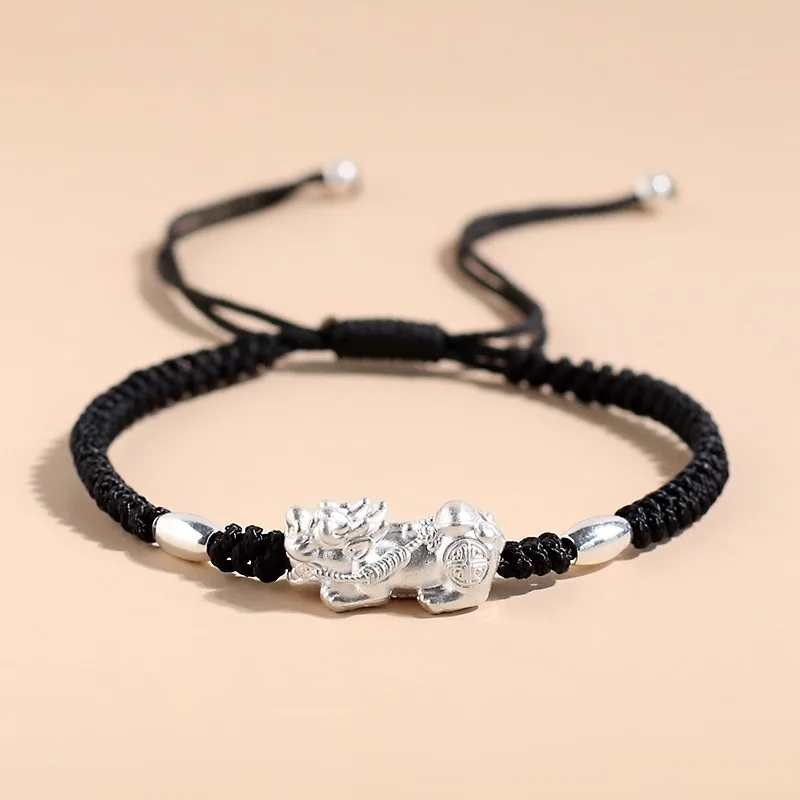 2025 New Style Sterling Silver Pixiu Red Rope Bracelet New Chinese Couple Jewelry Festival Gift For Friends