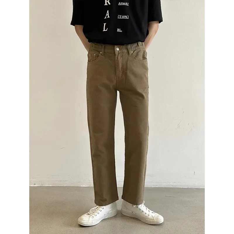 

Высококачественные американские джинсы прямого кроя для мужчин, свободные повседневные брюки в стиле ретро, оригинального цвета, из хлопкового материала, 2023