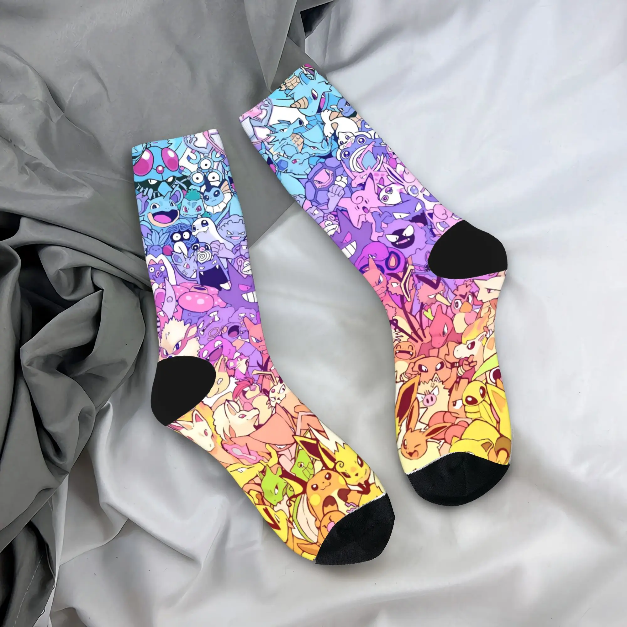 Skarpety P-Pokemons Męskie Damskie Poliester Śmieszne Wesołe Skarpety Harajuku Wiosna Lato Jesień Zima Skarpety Średniej Długości Prezent