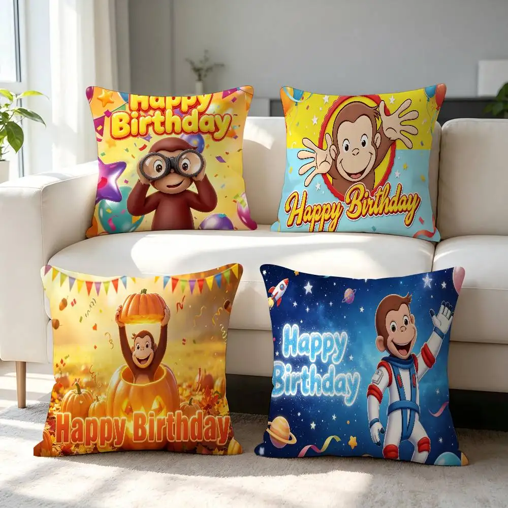 Cute Cartoon Georged Monkey Cushion Cover Decorative Pillow Sofa Home Decor Case Pillow Cases
