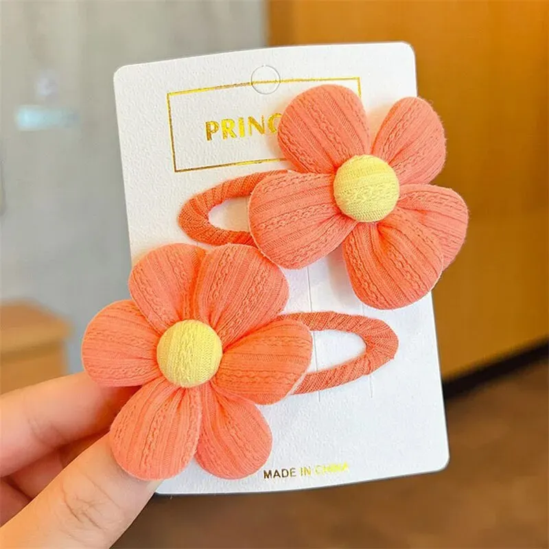 2pcs Cute Cartoon Flower Hair Clips - Non-Crease Snap Barrettes for Women and Girls