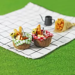 1:6/1:12 Scale Miniature Bread Basket With Honey Sunflower Scene Model Ornament Dollhouse Food Toys Doll Accessories