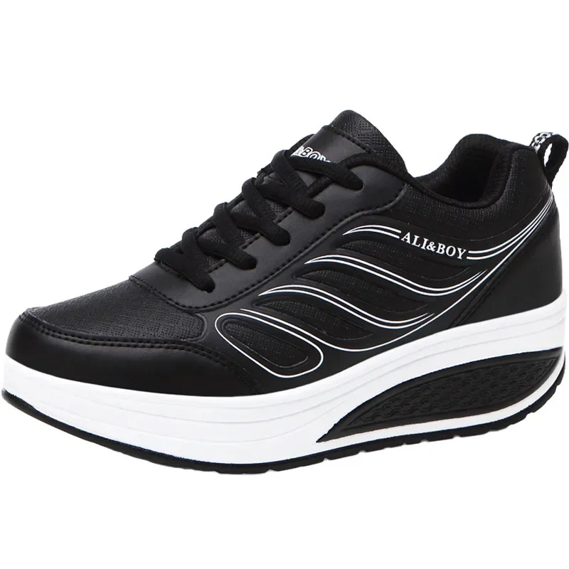 2024 Running Shoes for Women Fashion Mesh Breathable Sneakers Lace Up Wedge Platform Shoes Ladies Outdoor Casual Sport Shoes