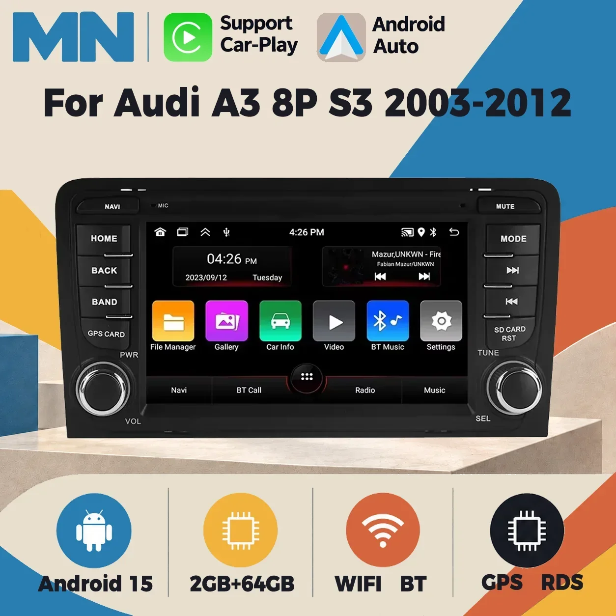 Android Car Radio For Audi A3 8P S3 2003-2012 RS3 Sportback Multimedia Player Intelligent System Wireless Carplay Android Auto
