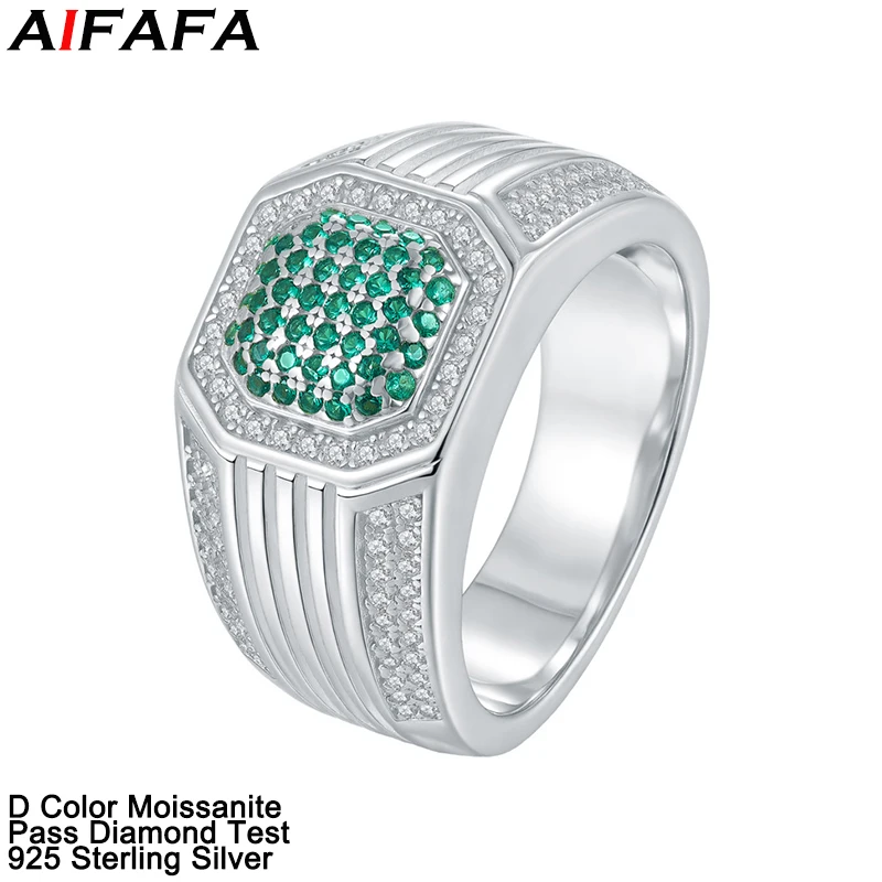 

New D Color Moissanite Men Rings High Quality Shiny s925 Silver Moissanita Gold Ring Fine Jewelry Pass Diamond Test