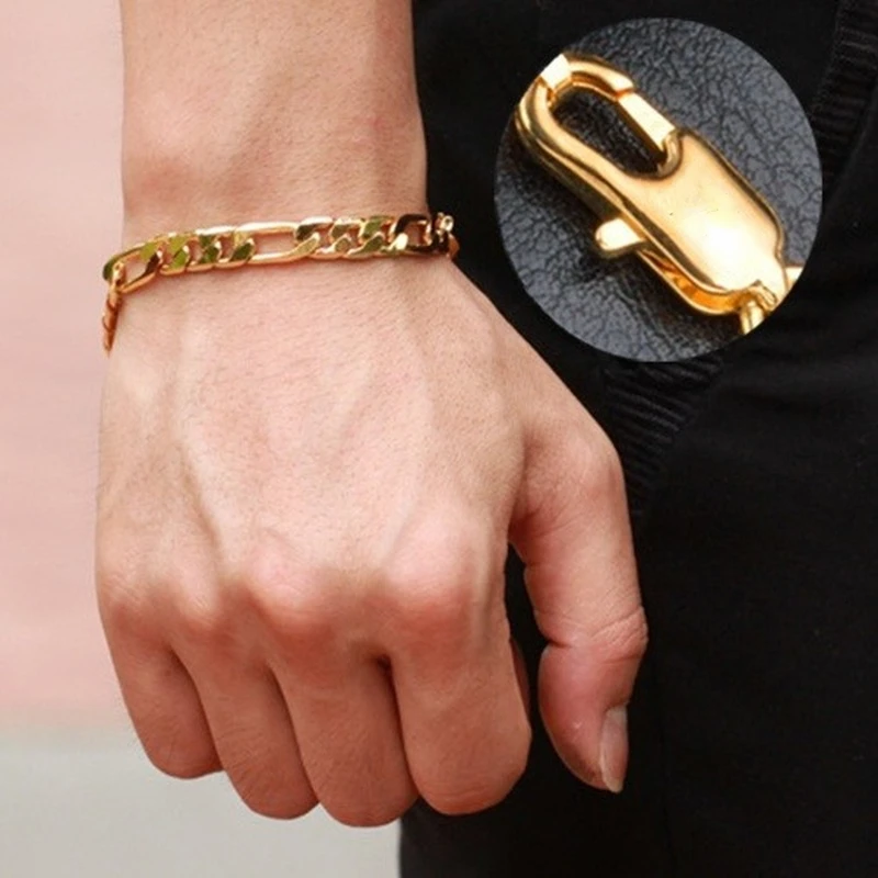 Men Fashion Figaro Chain Bracelet for Men Cuban Chain Gold Color Bracelets Hip-hop Punk Party Jewelry Gift pulsera hombre