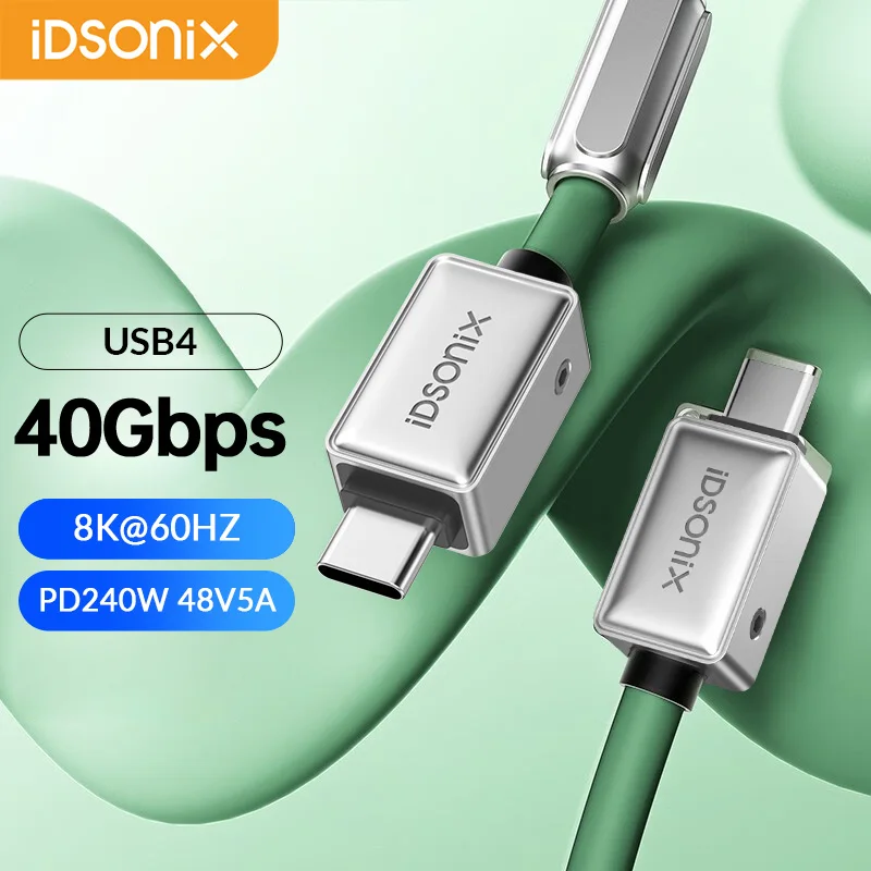 IDsonix-Tipo C Rápido Carregamento Cabo USB, Fio De Dados, Cabo De Vídeo para Macbook, Samsung, 40Gbps, 40Gbps, Carga PD240W, 8K, 60Hz