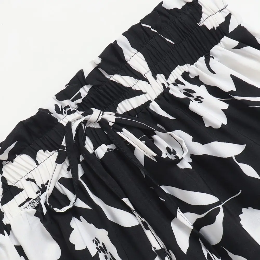 Women Floral Print Pleated Skirt Summer Elastic A Line Midi Skirt Fashion Elegant Casual Daily Office Skirts