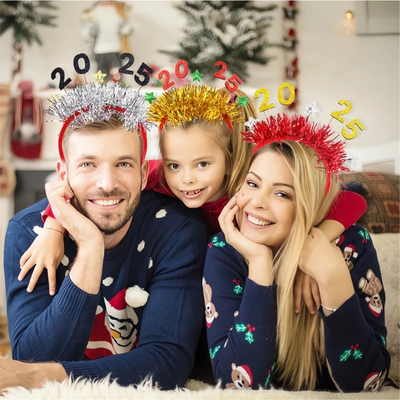 

Adult Teens Tinsel Sequins Letter Headband Woman Festival Hair Hoop Christmas Taking Photos Carnivals Party Headpiece