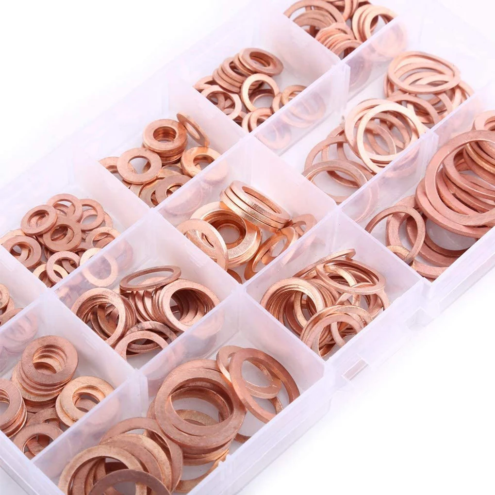 280Pcs/Set Copper Gasket Assortment Ring Woodworking Washer Supplies