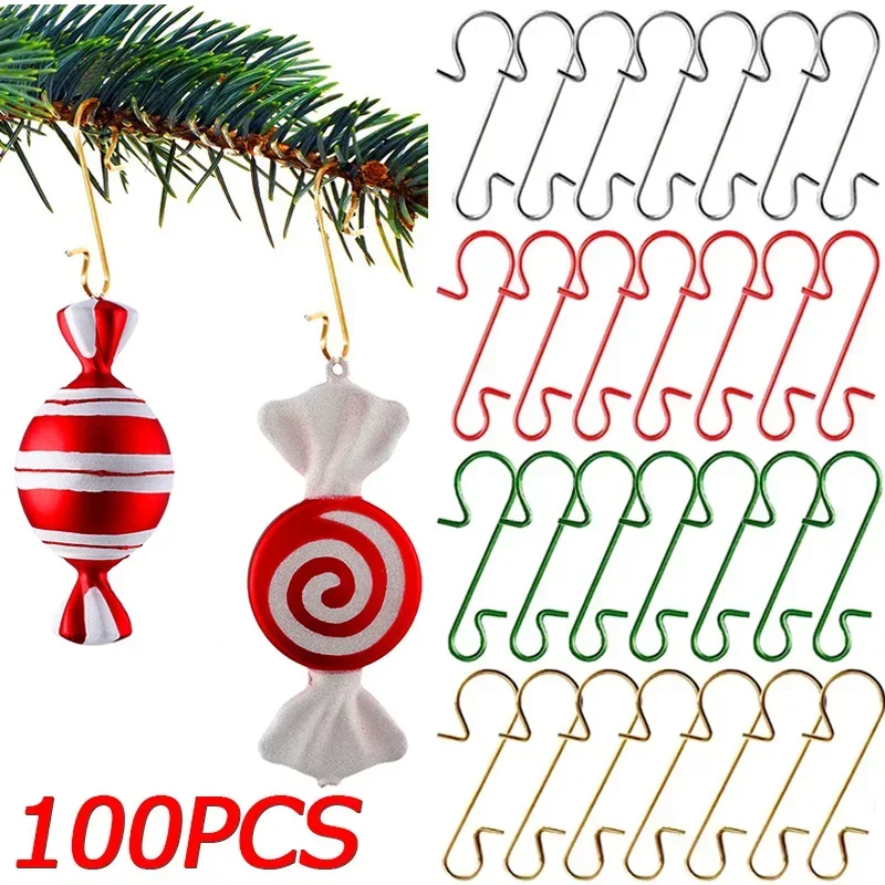 100/10PCS Christmas Ornament S-Shaped Metal Hook Holder Xmas Tree Balls Pendant Hanging Hooks New Year Party Decoration Supplies