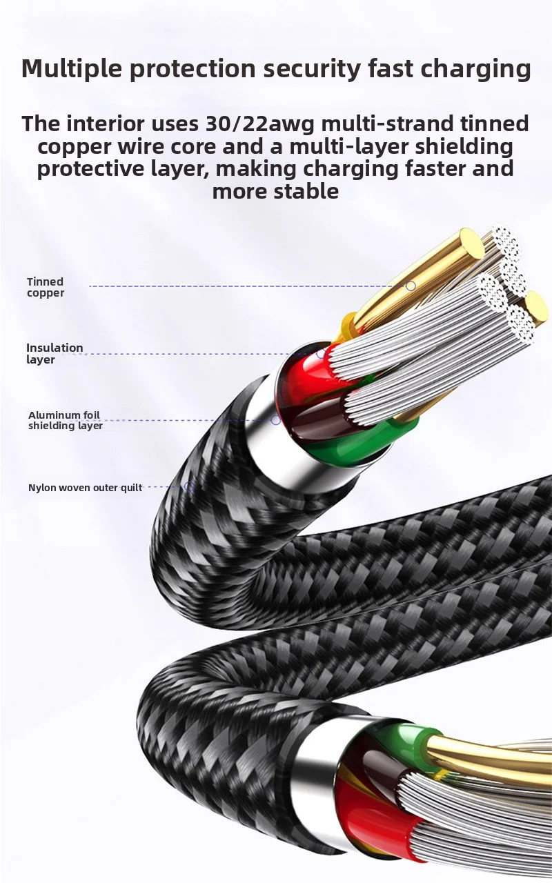 NNBILI 0.25-0.5m Short USBC Cable 66W USB A To Type C Fast Charging Cable for iphone 15 Huawei Samsung Portable Power Bank Cable