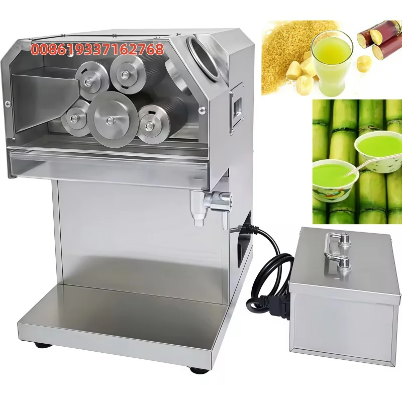 5rolls Stainless Steel Automatic Commercial Sugarcane Press Machine High Yield Juicer 0.75kw 220v/110v Compatibility