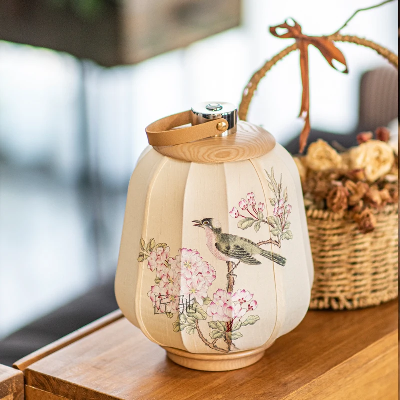 Handheld Lamp Ancient Style Zen Tea Room Chinese Hand-painted Fabric Art Classical Decoration Chinese Style Atmosphere