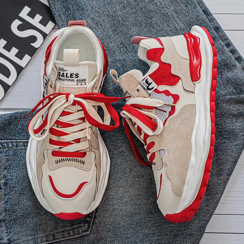 

Trendy Casual Sports Shoes Men's Running Shoes Niche Japanese Style Sneakers Thick Bottom EVA Sole Breathable Canvas Shoes